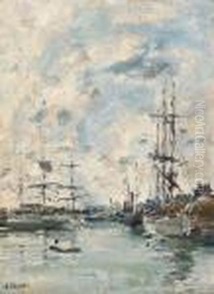 Bassin De Deauville Oil Painting by Eugene Boudin