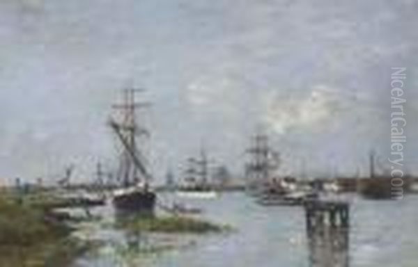 Anvers. Le Port Oil Painting by Eugene Boudin