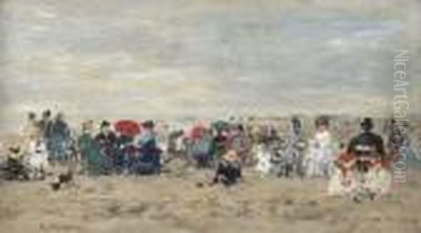 Trouville. Scene De Plage Oil Painting by Eugene Boudin