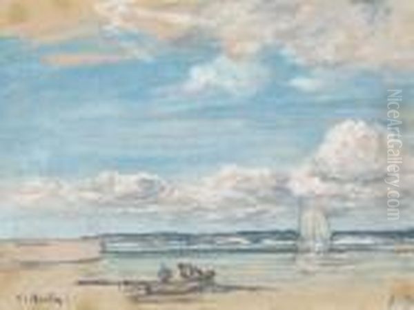 Rivage Aux Environs De Trouville. Maree Basse Oil Painting by Eugene Boudin