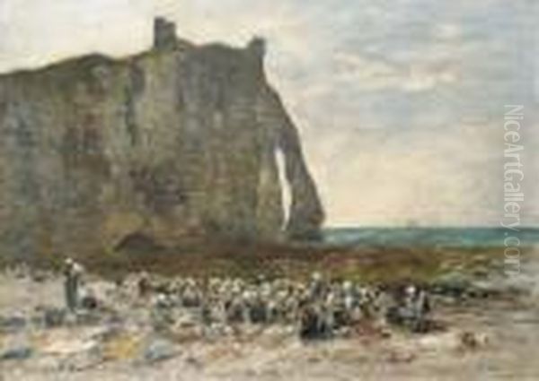 Les Laveuses D'etretat Oil Painting by Eugene Boudin