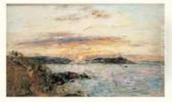 Douarnenez, Vue De L'ile Tristan, Vers 1895-1897 Oil Painting by Eugene Boudin