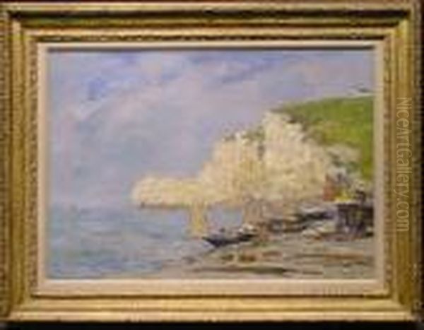 Etretat: La Falaise D'amont Oil Painting by Eugene Boudin