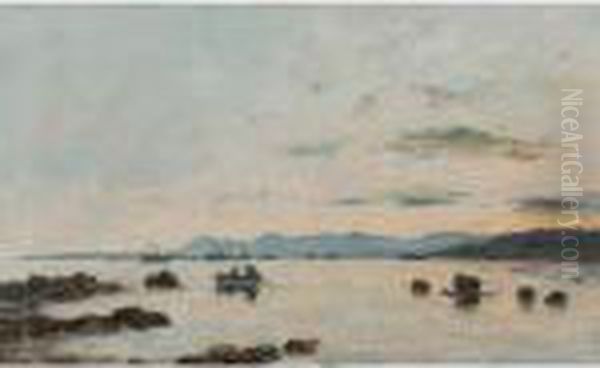 Golfe-juan. L'escadre Dans La Baie Oil Painting by Eugene Boudin