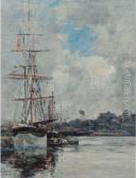 Fecamp, Le Bassin Oil Painting by Eugene Boudin