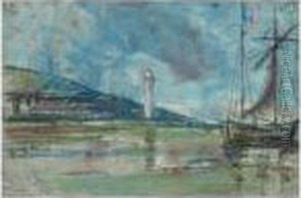 Le Phare A Honfleur Oil Painting by Eugene Boudin