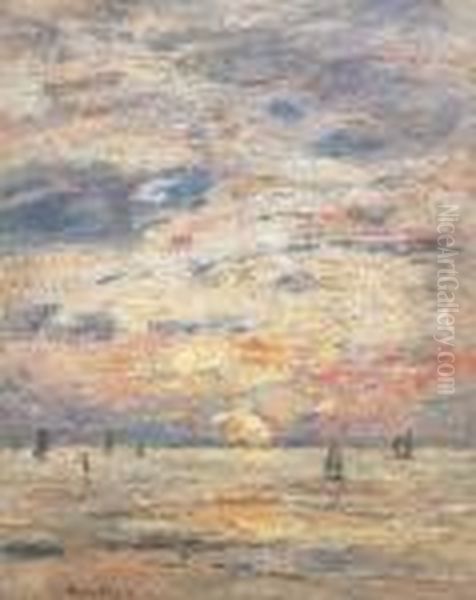 Maree Basse. Rivage Oil Painting by Eugene Boudin