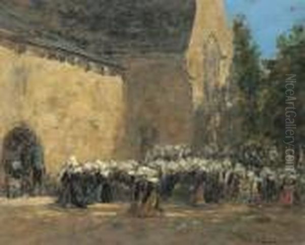 Benodet. Un Pardon Oil Painting by Eugene Boudin