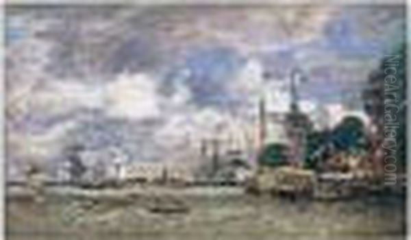 Anvers. Bateaux Sur L'escaut Oil Painting by Eugene Boudin