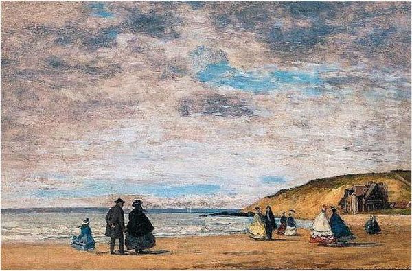 La Promenade Sur La Plage Oil Painting by Eugene Boudin