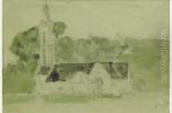 Eglise A Honfleur Oil Painting by Eugene Boudin