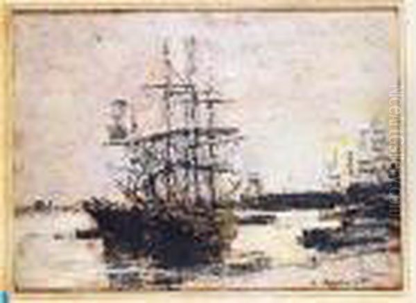 Vaisseau A L'ancre Devant Venise Oil Painting by Eugene Boudin