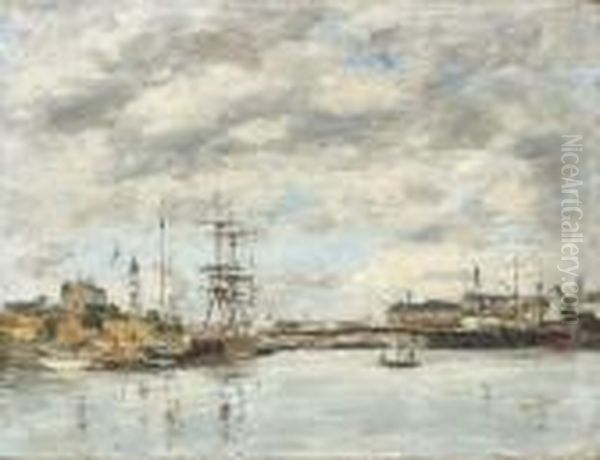 Deauville, Le Bassin Oil Painting by Eugene Boudin