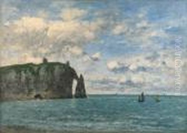 Tretat. La Falaise D'aval Oil Painting by Eugene Boudin