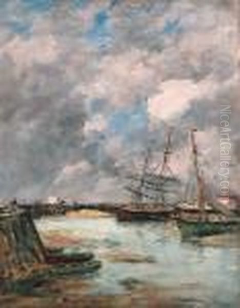 Trouville, Les Jetes, Mare Basse Oil Painting by Eugene Boudin