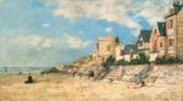 La Tour Malakoff Et Le Rivage A Trouville Oil Painting by Eugene Boudin