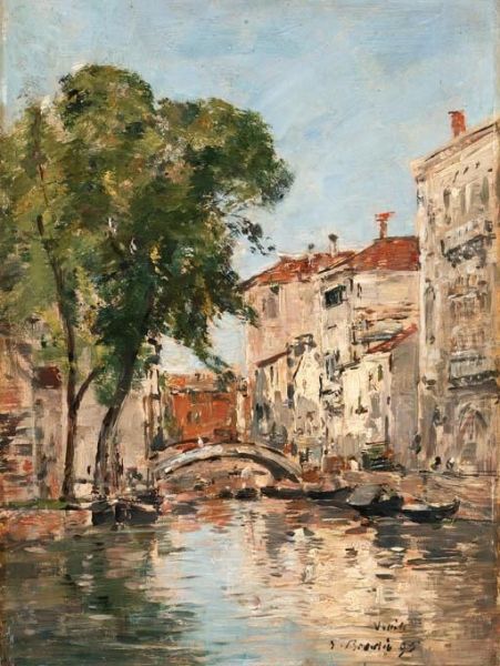 Petit Canal Venise Oil Painting by Eugene Boudin