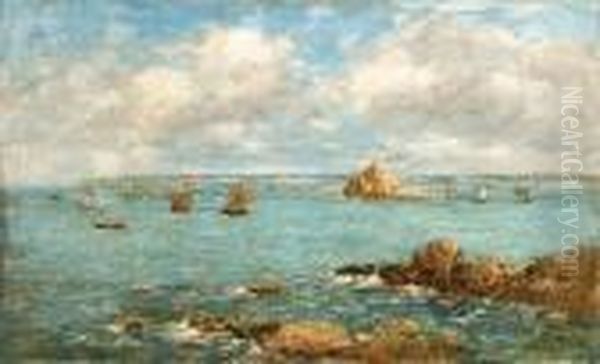 Douarnenez, Bteaux Dans La Baie Oil Painting by Eugene Boudin