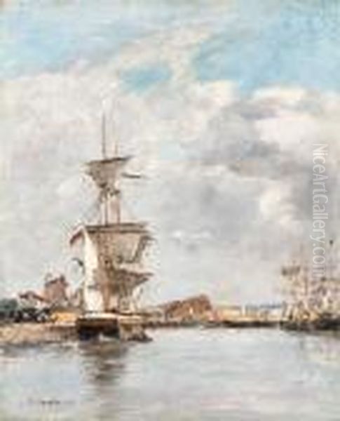 Deauville, Le Bassin Oil Painting by Eugene Boudin