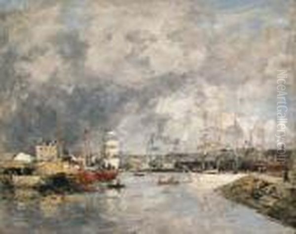 Dieppe, Le Port (the Port Of Dieppe) Oil Painting by Eugene Boudin