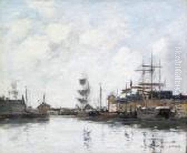 Fcamp, Le Bassin (the Harbor At Fcamp) Oil Painting by Eugene Boudin