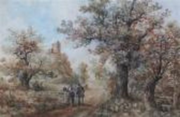 Figures On A Lane Oil Painting by Samuel Bough