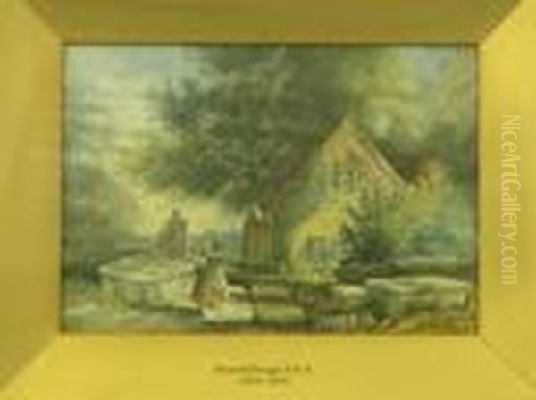 A Country Church Yard Oil Painting by Samuel Bough