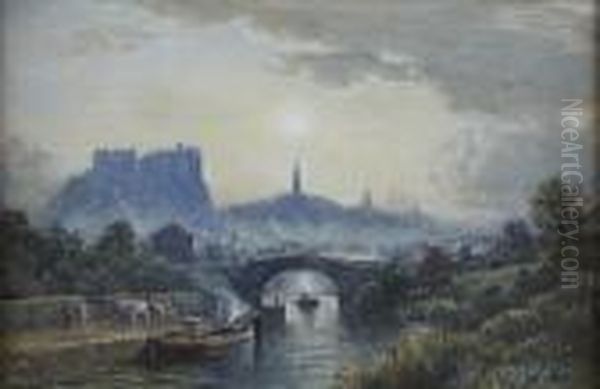 Edinburgh Castle, Evening Oil Painting by Samuel Bough