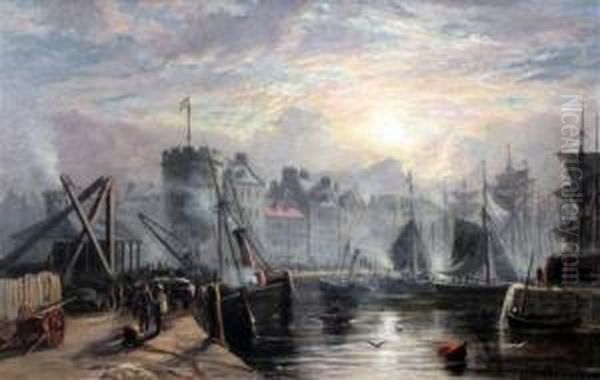 Old Leith Pier Oil Painting by Samuel Bough