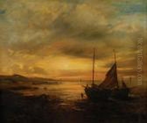 Low Tide, Evening Oil Painting by Samuel Bough