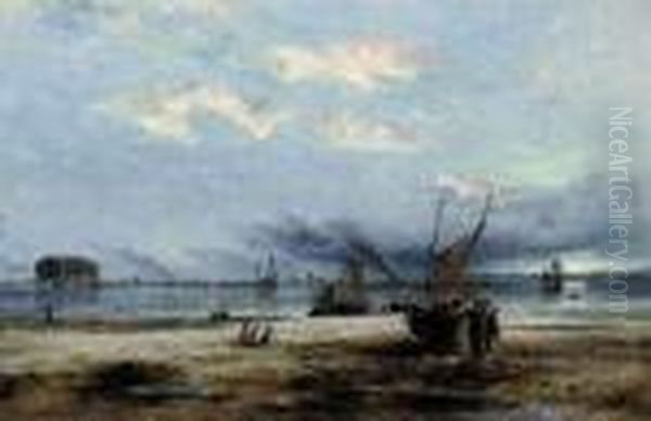 Sunrise Overshore, Kirkcaldy Oil Painting by Samuel Bough