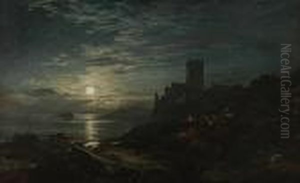 Inchcolm, Moon Rising Oil Painting by Samuel Bough