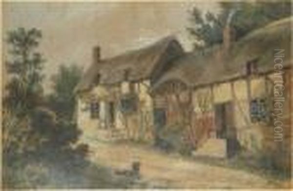 Ann Hathaway's Cottage Oil Painting by Samuel Bough