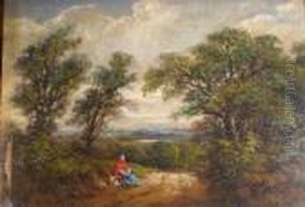 Wooded Landscape With Resting Figure Oil Painting by Samuel Bough