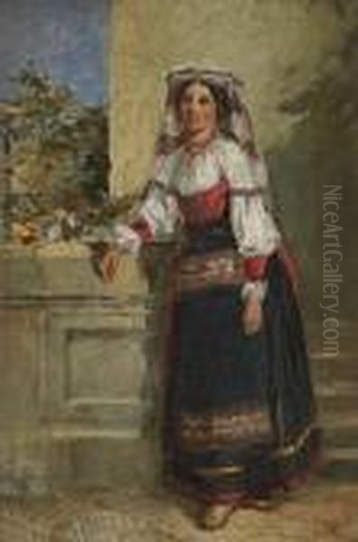 A Girl Of Rome Oil Painting by Samuel Bough