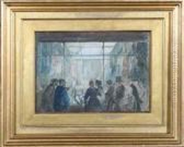 Victorian Ladies And Gentlemen Viewing A Dissection Oil Painting by Samuel Bough