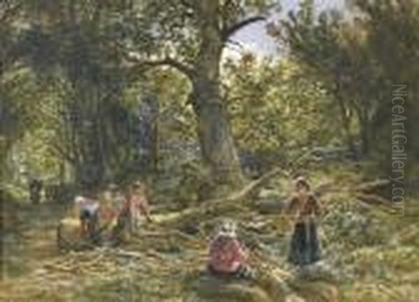 Collecting Firewood Oil Painting by Samuel Bough