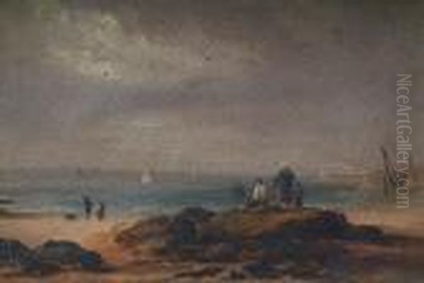 A Yorkshire Coast With Figures, And Another, Apair Oil Painting by Samuel Bough