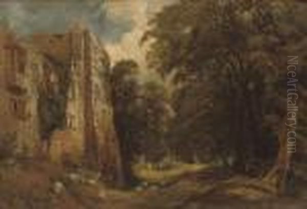 Helmsley Castle In North Yorkshire Oil Painting by Samuel Bough