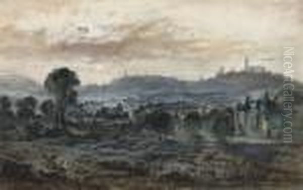 View Towards Calton Hill, Edinburgh Oil Painting by Samuel Bough