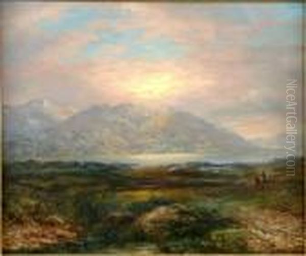 Lochscene With Two Figures Oil Painting by Samuel Bough