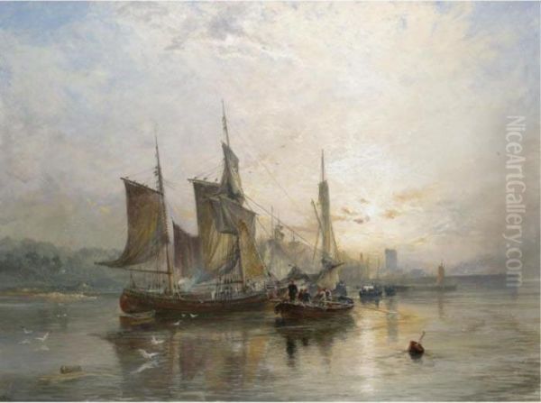 Dysart On The Fife Coast, Sunrise Oil Painting by Samuel Bough