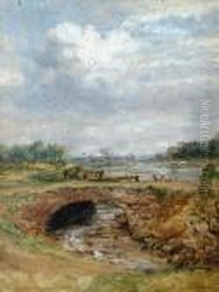 Country Bridge Oil Painting by Samuel Bough