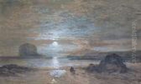 Bass Rock At Sunset Oil Painting by Samuel Bough