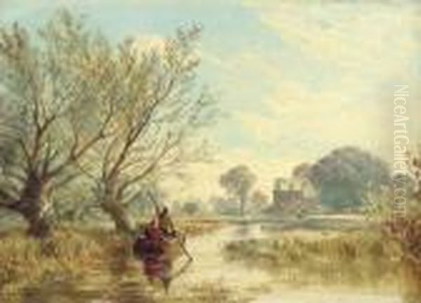 River Landscape Oil Painting by Samuel Bough