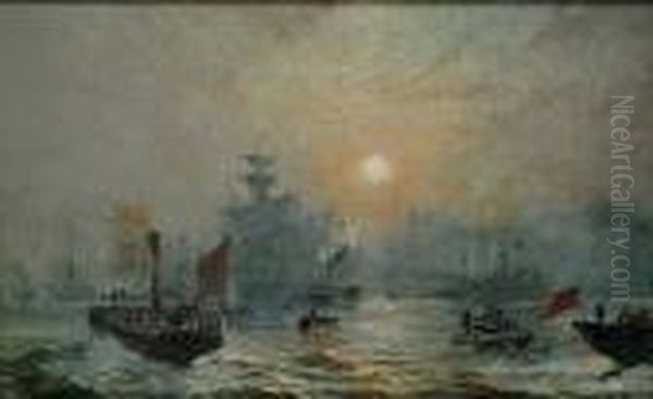 Port Of London Oil Painting by Samuel Bough