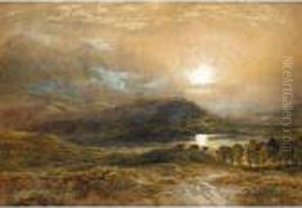 River Landscape With Cattle Oil Painting by Samuel Bough