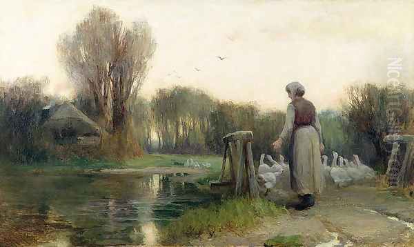 The Goose Girl Oil Painting by Edward Aubrey Hunt