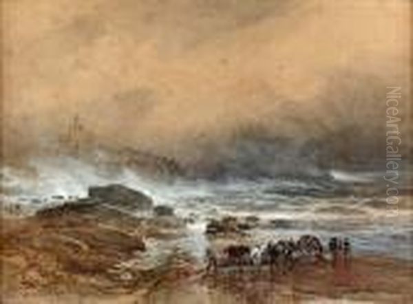 Storm At St Monan's, Fife Oil Painting by Samuel Bough