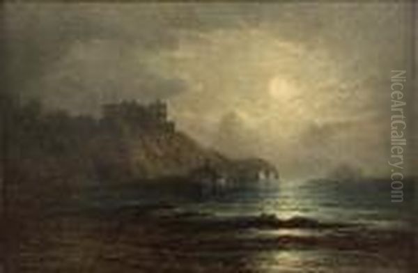 Culzean Castle, Ayrshire, Moonlight Oil Painting by Samuel Bough